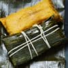 Boiled potato wrapped in a banana leaf
