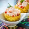 Crunchy tostones cup topped with cream