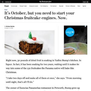 A magazine on Panamanian Christmas Fruit cake