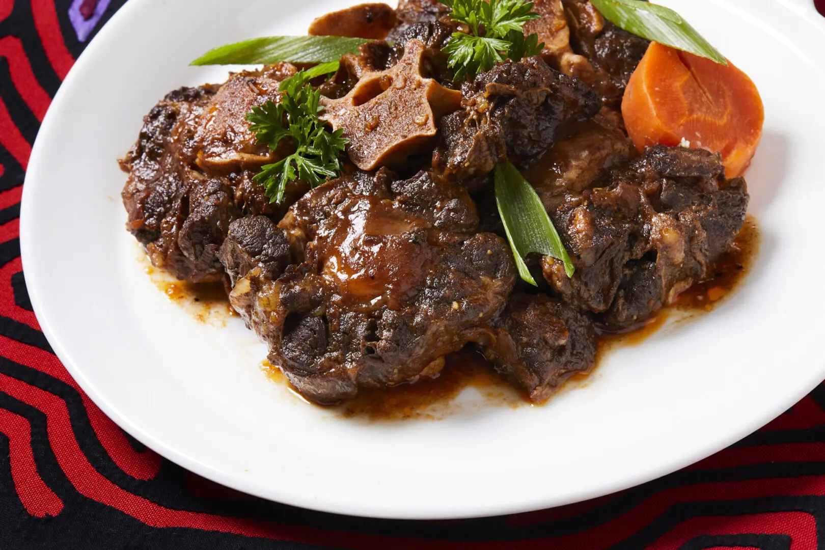 Beef grilled curry garnished with carrot