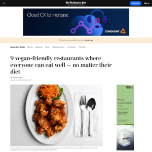An article on vegan friendly restaurants