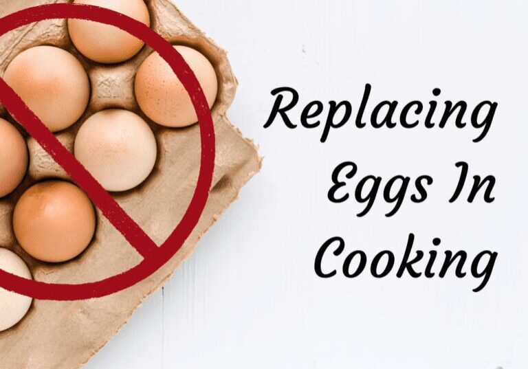 Illustration of eggs with a no symbol, suggesting egg replacements in cooking.